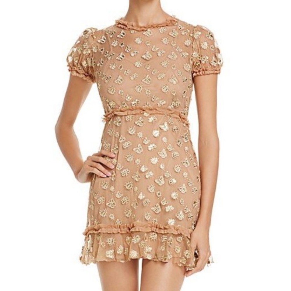 For Love and Lemons Golden Garden Tulle Mini Dress